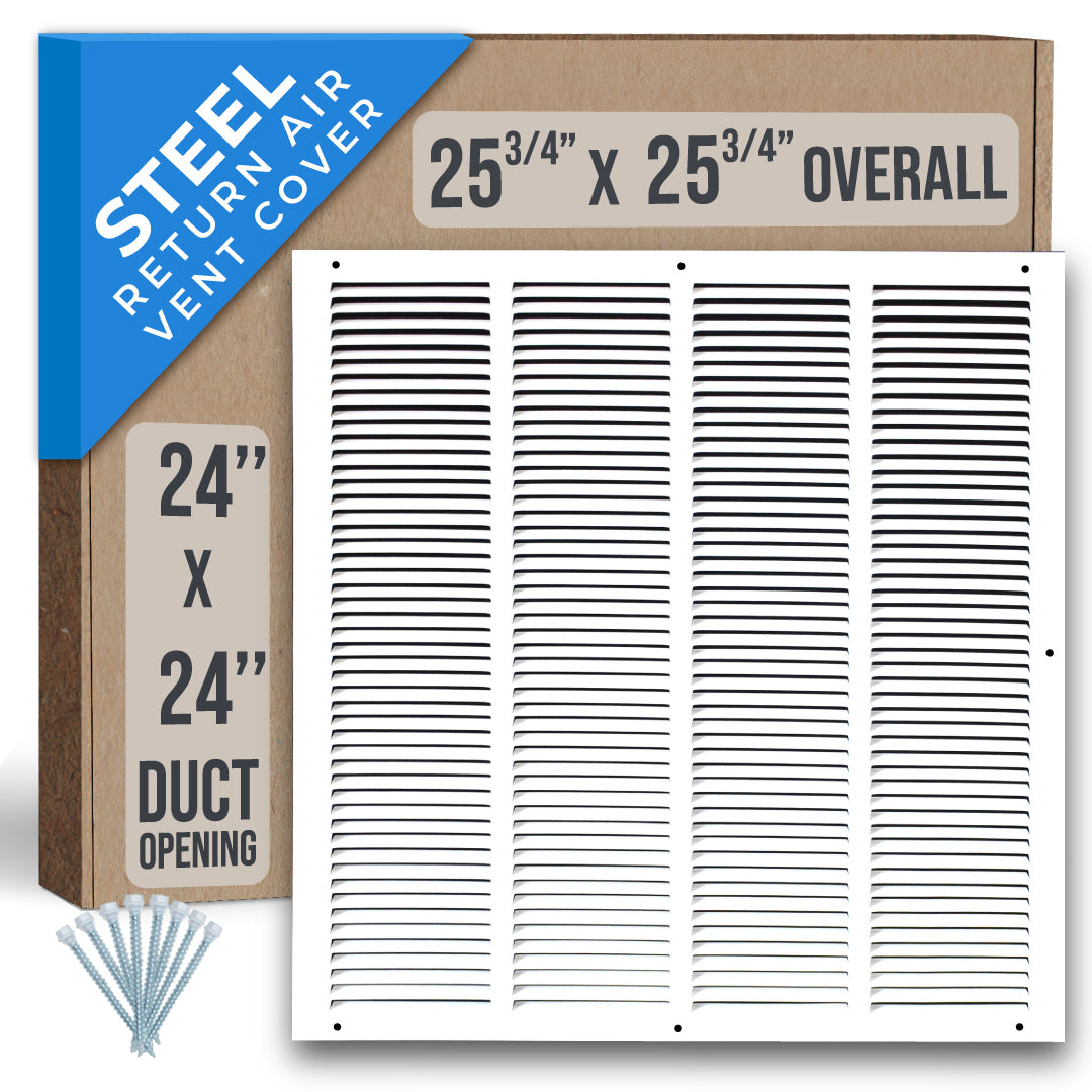 Handua Steel Return Air Grille | Vent Cover Grill for Sidewall and Ceiling, White