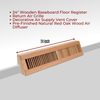 24" Wooden Baseboard Floor Register | Return Air Grille | Decorative Air Supply Vent Cover | Pre-Finished Natural Red Oak Wood Air Diffuser