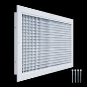 24 x 10-inch White Aluminum eggcrate return grille, angled view