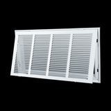 24"x12" White Steel Return Air Filter Grille, Fixed Hinged, for 1-Inch Filters