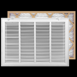 24"x12" White Steel Return Air Filter Grille, Filter Included, Removable Door