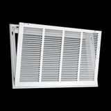 24"x14" White Steel Return Air Filter Grille, Removable Door, Plastic Latches, for 1-Inch Filters