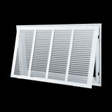 24"x14" White Steel Return Air Filter Grille, Fixed Hinged, for 1-Inch Filters