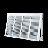 24"x14" White Steel Return Air Filter Grille, Removable Door, for 1-Inch Filters