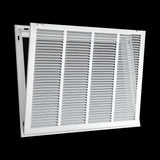 24"x18" White Steel Return Air Filter Grille, Removable Door, Plastic Latches, for 1-Inch Filters