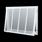 24"x18" White Steel Return Air Filter Grille, Fixed Hinged, for 1-Inch Filters