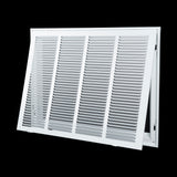 24"x18" White Steel Return Air Filter Grille, Removable Door, for 1-Inch Filters