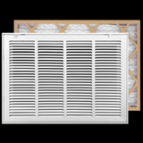 24"x18" White Steel Return Air Filter Grille, Filter Included, Removable Door