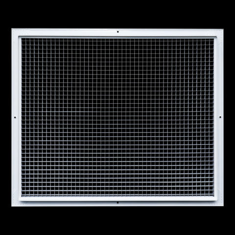 24" x 20" [Duct Opening] Aluminum Return Air Grille | Rust Proof Eggcrate Vent Cover Grill for Sidewall and Ceiling, White | Outer Dimensions: 25.75" X 21.75"