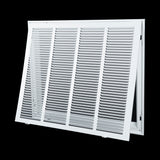 24"x20" White Steel Return Air Filter Grille, Removable Door, for 1-Inch Filters