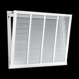 24"x20" White Steel Return Air Filter Grille, Removable Door, Plastic Latches, for 1-Inch Filters