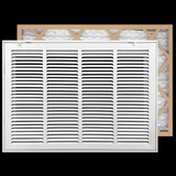 24"x20" White Steel Return Air Filter Grille, Filter Included, Removable Door