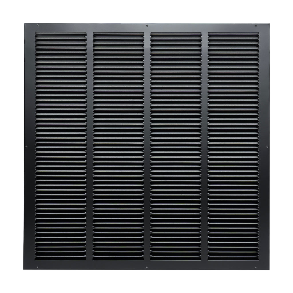 24"x24" Steel Return Air Grille – HVAC Cold Air Intake Vent Cover, Black | Out. Dim.: 25-3/4"W X 25-3/4"H