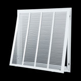 24"x24" White Steel Return Air Filter Grille, Removable Door, for 1-Inch Filters