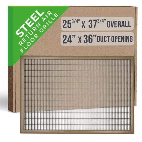 24"x36" Heavy Duty Return Air Floor Grille | Walkable Brown | Out. Dim.: 25-3/4"W X 37-3/4"H