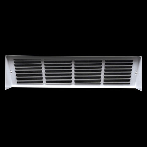 24"W x 6"H [Duct Opening] Steel Triangular Baseboard Return Air Grille | Air Register Vent Cover Grill | 3.75" Depth | White | Outer Dimensions: 25-3/4" x 6-5/8"