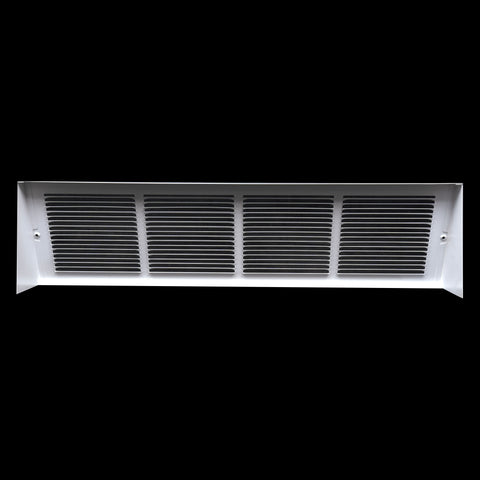 24"W x 6"H [Duct Opening] Steel Triangular Baseboard Return Air Grille | Air Register Vent Cover Grill | 3.75" Depth | White | Outer Dimensions: 25-3/4" x 6-5/8"