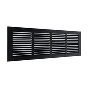 24 x 6-inch Black Steel flat stamped return grille, angled view