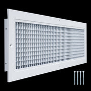 24 x 6-inch White Aluminum eggcrate return grille, angled view