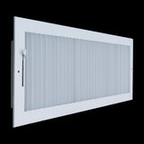 24x8 White Steel Adjustable Supply Register, Air Vent Cover with Damper for Sidewall Or Ceiling