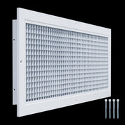 24 x 8-inch White Aluminum eggcrate return grille, angled view