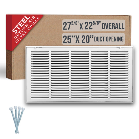 Handua HVAC Steel Return Air Filter Grille [Removable Face Door] for 1-inch Filters Vent Cover Grill for 1-inch Filter, White