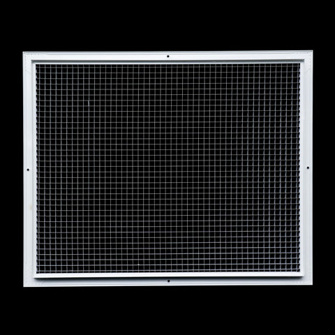 25" x 20" [Duct Opening] Aluminum Return Air Grille | Rust Proof Eggcrate Vent Cover Grill for Sidewall and Ceiling, White | Outer Dimensions: 26.75" X 21.75"
