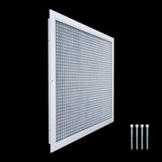 25 x 20-inch White Aluminum eggcrate return grille, angled view