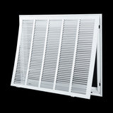 25"x20" White Steel Return Air Filter Grille, Removable Door, for 1-Inch Filters
