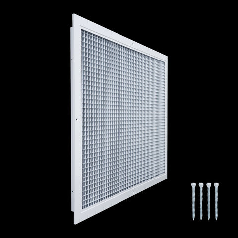 25" x 20" [Duct Opening] Aluminum Return Air Grille | Rust Proof Eggcrate Vent Cover Grill for Sidewall and Ceiling, White | Outer Dimensions: 26.75" X 21.75"