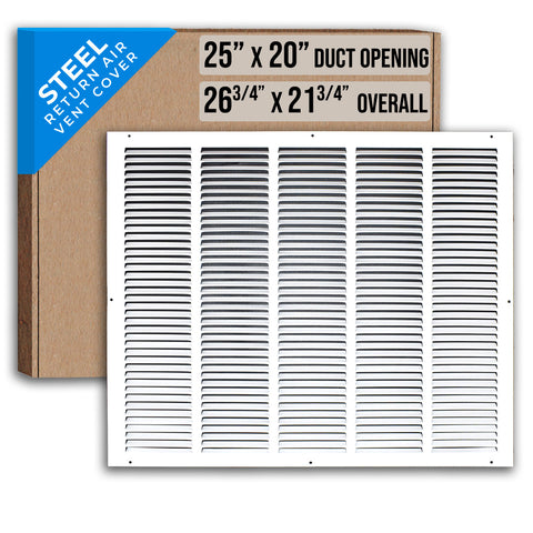 25" X 20" Duct Opening | Steel Return Air Grille for Sidewall and Ceiling | Outer Dimensions: 26.75"W X 21.75"H