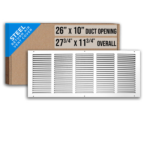 26" X 10" Duct Opening | Steel Return Air Grille for Sidewall and Ceiling