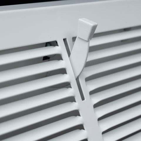 14"W x 6"H [Duct Opening] Steel Triangular Baseboard Return Air Supply Grille with Damper | 3.75" Depth | White | Outer Dimensions: 15-3/4" x 6-5/8"