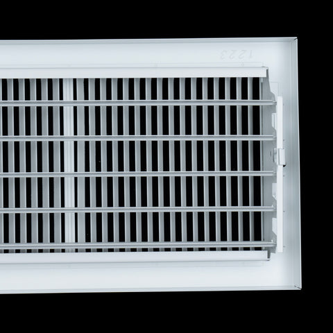 10"x6" Steel Baseboard Air Supply Grille with Multi-Shutter Damper | White | Outer Dimension: 11-1/4"W X 7-1/4"H
