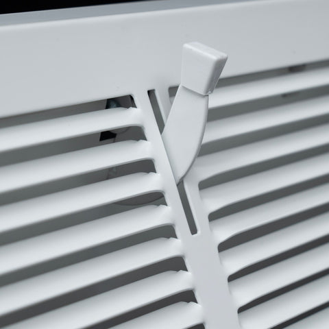 12"W x 6"H [Duct Opening] Steel Triangular Baseboard Return Air Supply Grille with Damper | 3.75" Depth | White | Outer Dimensions: 13-3/4" x 6-5/8"