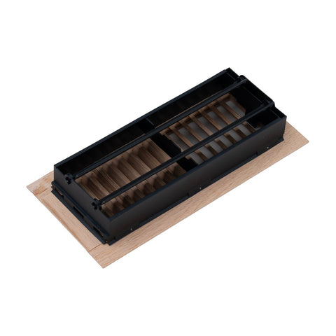 2"x12" Heavy Duty Steel Floor Register, Louvered Air Vent with Adjustable Damper | Oak | Out. Dim.: 3-3/4"W X 13-3/4"H