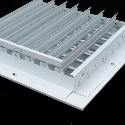 10x10 Aluminum 2-WAY Adjustable Air Supply Register for Sidewall and Ceiling | White | Outer Dimensions: 11-3/4"W X 11-3/4"H