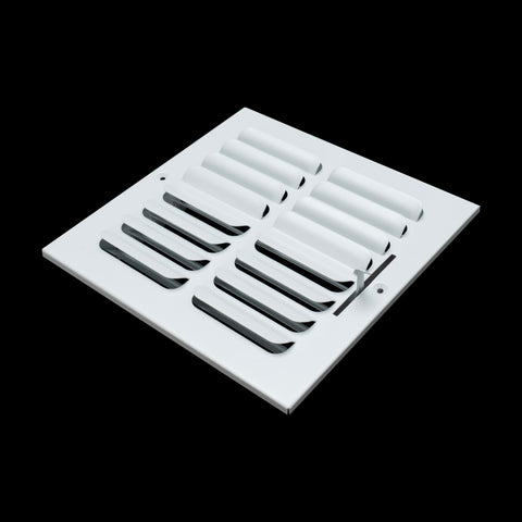 8"x8" 2-WAY Fixed Curved Blade Air Supply Diffuser | White | Outer Dimension: 9-3/4"W X 9-3/4"H