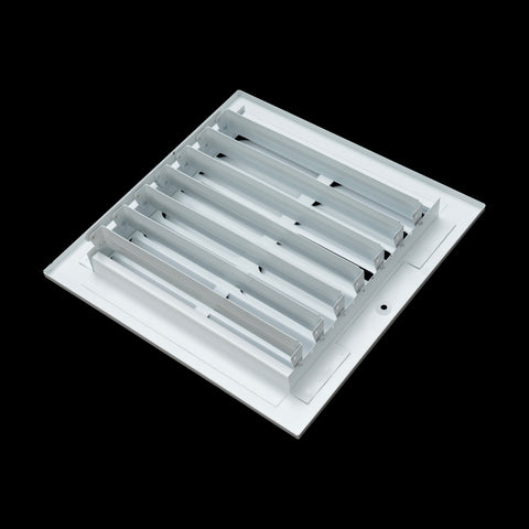 8"x8" 2-WAY Fixed Curved Blade Air Supply Diffuser | White | Outer Dimension: 9-3/4"W X 9-3/4"H