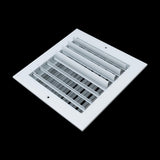 10x10 2-Way White Aluminum Adjustable Curved Blade Supply Register, Air Vent Cover with Damper for Sidewall Or Ceiling