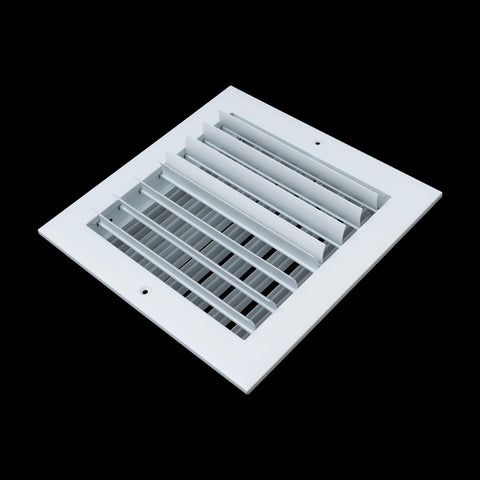 10x10 Aluminum 2-WAY Adjustable Air Supply Register for Sidewall and Ceiling | White | Outer Dimensions: 11-3/4"W X 11-3/4"H