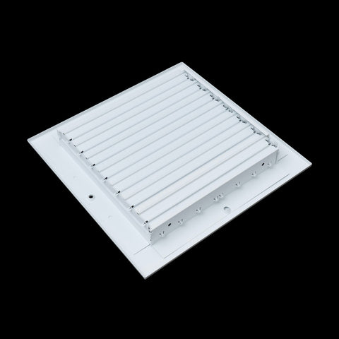 10x10 Aluminum 2-WAY Adjustable Air Supply Register for Sidewall and Ceiling | White | Outer Dimensions: 11-3/4"W X 11-3/4"H