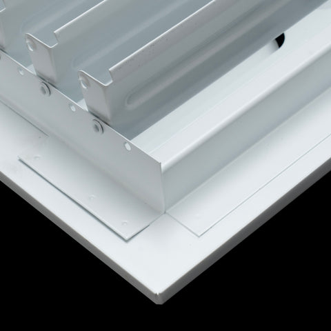 8"x8" 2-WAY Fixed Curved Blade Air Supply Diffuser | White | Outer Dimension: 9-3/4"W X 9-3/4"H