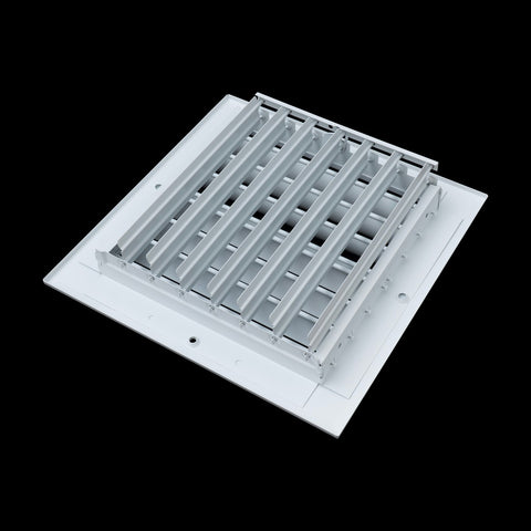 12"x8" 2-Way White Aluminum Adjustable Curved Blade Supply Register, Air Vent Cover with Damper for Sidewall Or Ceiling
