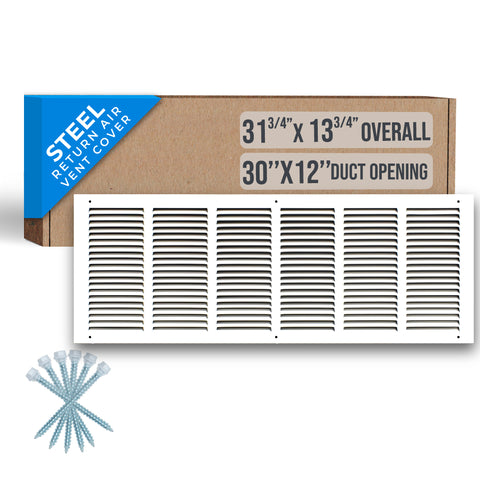 30" X 12" Duct Opening | HD Steel Return Air Grille for Sidewall and Ceiling