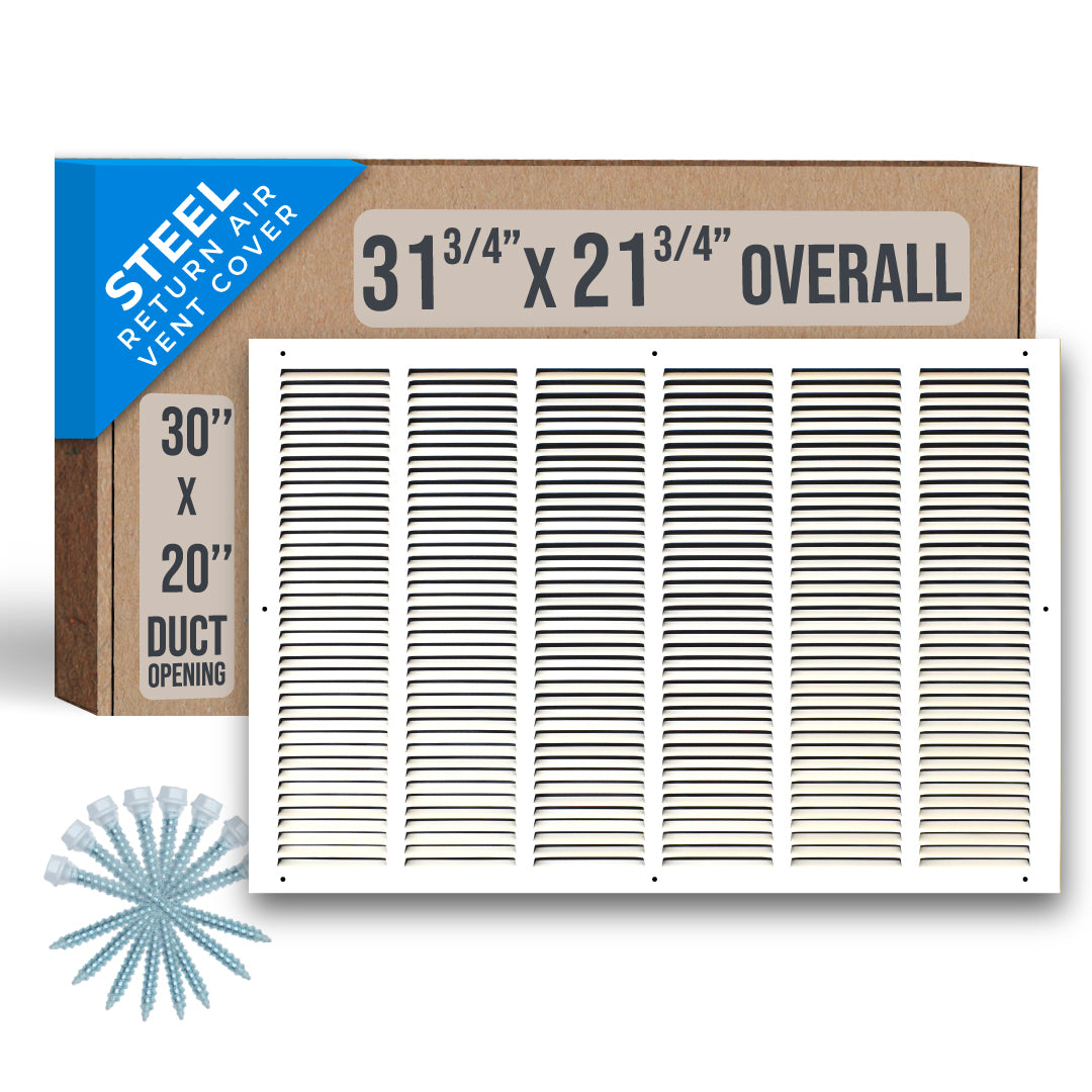 Handua Steel Return Air Grille | Vent Cover Grill for Sidewall and Ceiling, White