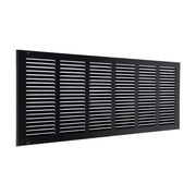 30 x 10-inch Black Steel flat stamped return grille, angled view