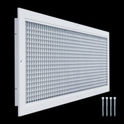 30 x 10-inch White Aluminum eggcrate return grille, angled view