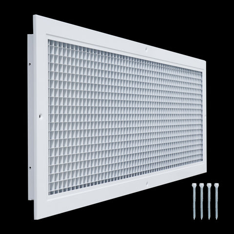 30" x 10" [Duct Opening] Aluminum Return Air Grille | Rust Proof Eggcrate Vent Cover Grill for Sidewall and Ceiling, White | Outer Dimensions: 31.75" X 11.75"
