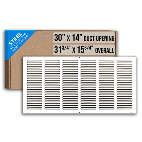 30" X 14" Duct Opening | Steel Return Air Grille for Sidewall and Ceiling | Outer Dimensions: 31.75"W X 15.75"H